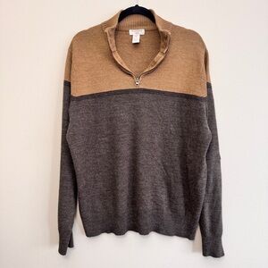 Dockers Men's Zip Up Sweater in Tan and Gray